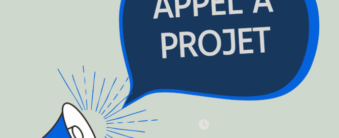 illustration d'un haut parleur avec une bulle où est écrit "Appel à projet"