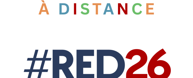 Titre en couleurs : Évaluer à distance #RED26 - logos : FIED, Université Bourgogne Europe, Challenge Me, eCharlemagne