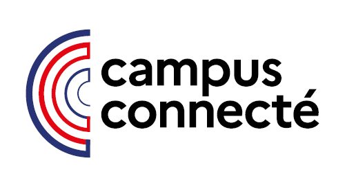 cercles bleus et rouges et texte : Campus Connecté